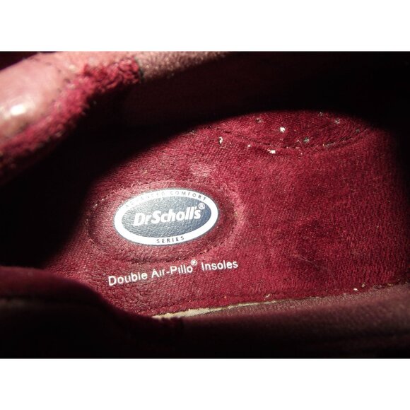 Dr Scholls Shoes Womens 7M Burgundy Leather Suede Air-Pillow Insoles Hook-n-loop - Picture 8 of 10